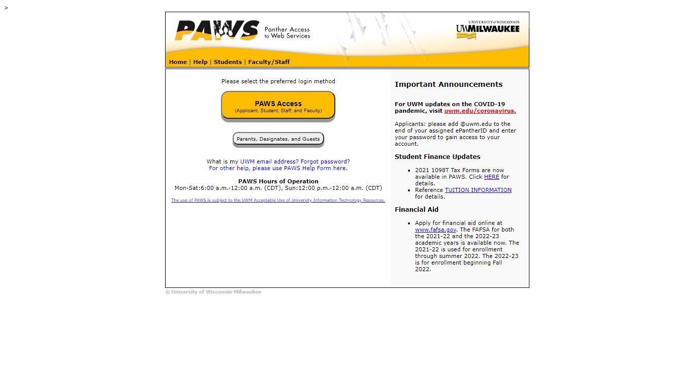 PAWS - Panther Access to Web Services